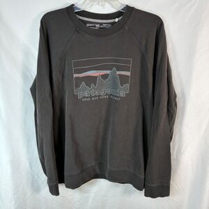 Patagonia '73 Skyline Organic Crew Sweatshirt Mens Large Black Crewneck Graphic